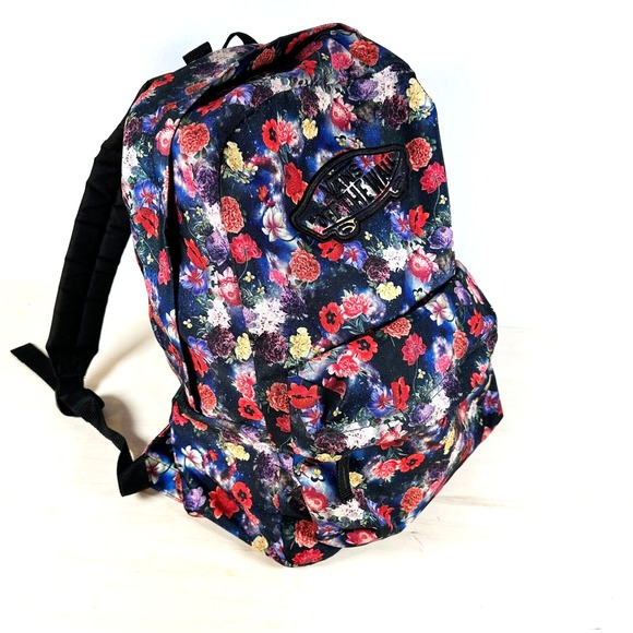 VANS "Off‎ the Wall" Backpack Midnight Flowers Black Floral EUC - Picture 1 of 12